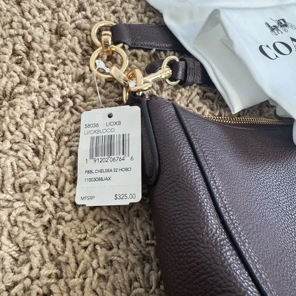 CO Rich Brown Leather Hobo Bag NWT - Picture 3 of 7